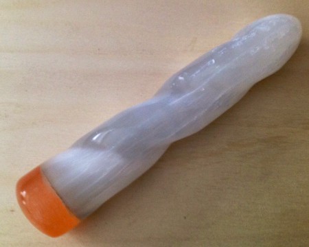  Gedraaide selenietstaaf oranje-wit 13 cm- €19,-