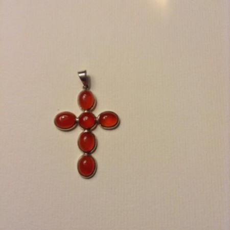  Carneool zilveren kruis 5,5 cm € 29,50
