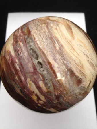 Grote versteend hout met agaat bol 7 cm € 65,00